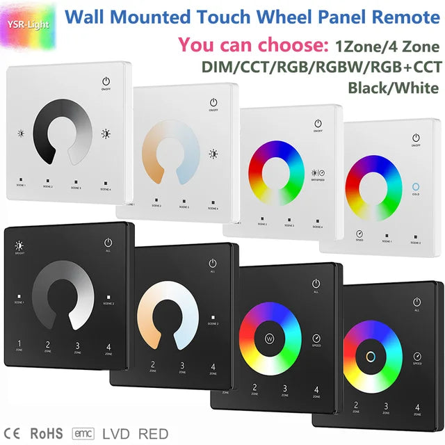 Wall Mounted Touch Panel Remote CCT/RGB/RGBW/Dim Controller