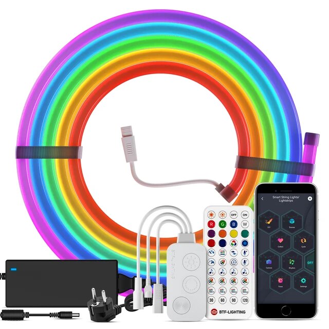 Neon Light Kit+Power Supply+Controller Silica Gel Lights WS2811 RGBIC 84 LEDs/m 24vDC IP67 5m