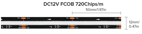 COB RGB IC LED Light Strip WS2811 Addressable 12vDC WS2812B Black RA90 720LED/m 5m/Roll