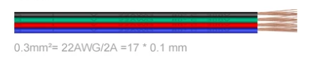 10m 22AWG (0.3mm2) 4-Core RGB LED Cable