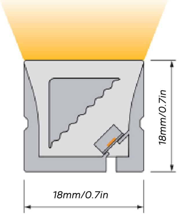18x18mm Top & Side Bend Neon Flex IP67