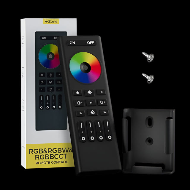 RGB-B 4 Zone RGB, RGBW, RGB+CCT Remote Black