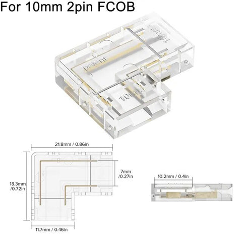 COB L Shape Cover Connectors Solderless for 2pin 10mm 4pcs/pck