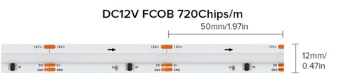 COB RGB IC LED Light Strip WS2811 Addressable 12vDC WS2812B White RA90 720LED/m 5m/Roll