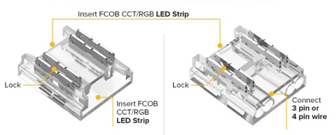 COB CCT Cover Connector Transparent Solderless FPCB to FPCB WS2811 WS2812B WS2815 4Pin 10mm 50pcs/pck