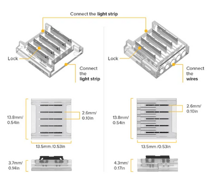 COB Cover Connector Transparent Solderless SMD FPCB to FPCB WS2811 WS2812B WS2815 5Pin 12mm 50pcs/100pcs