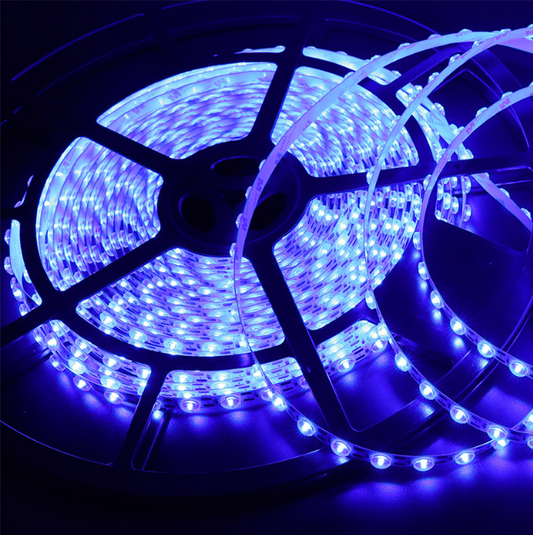 24V Bright Blue Lens Diffuse LED Strip Light – 170° Wide Beam for Signs & Displays